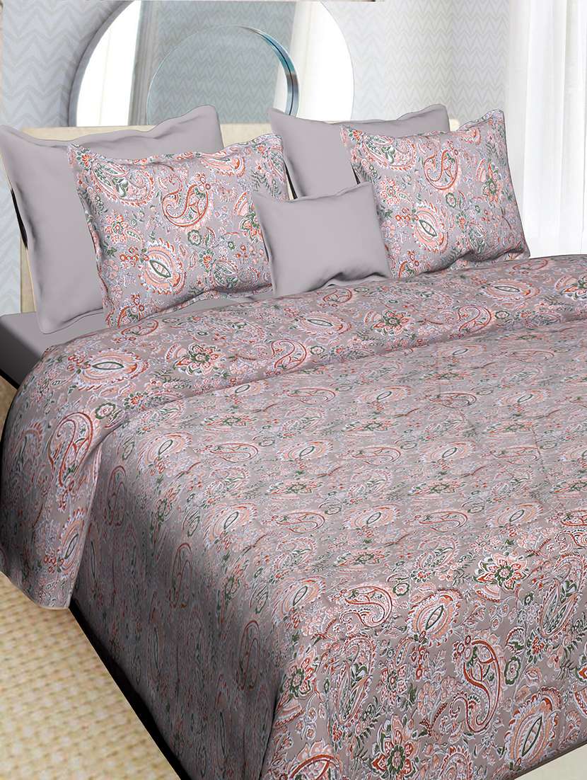 indhome life 100% cotton multicolor 3d printed king size double bedsheet(90 x 108 inches) with two pillow covers(17 x 27 inches)