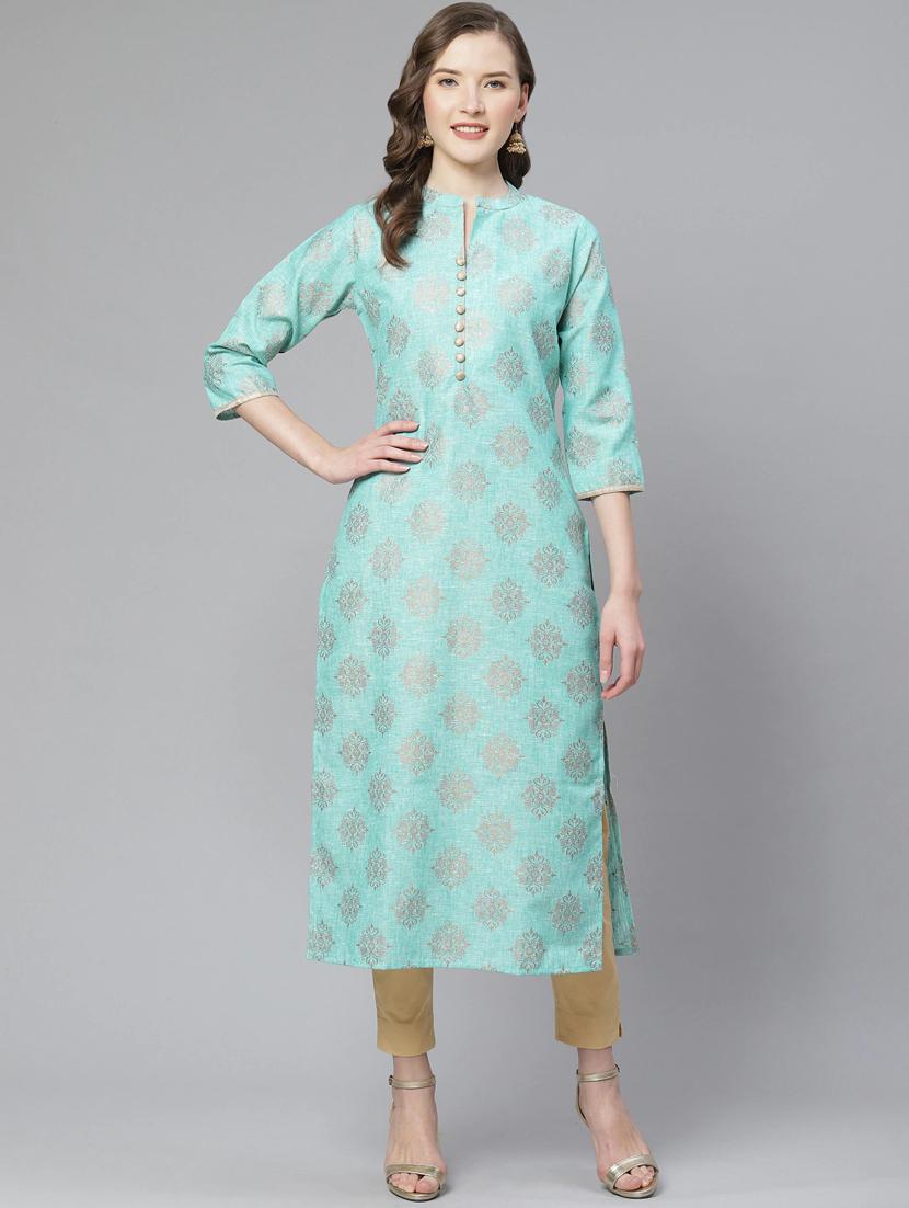 foil print straight kurta - 17500853 - Zoom Image - 0