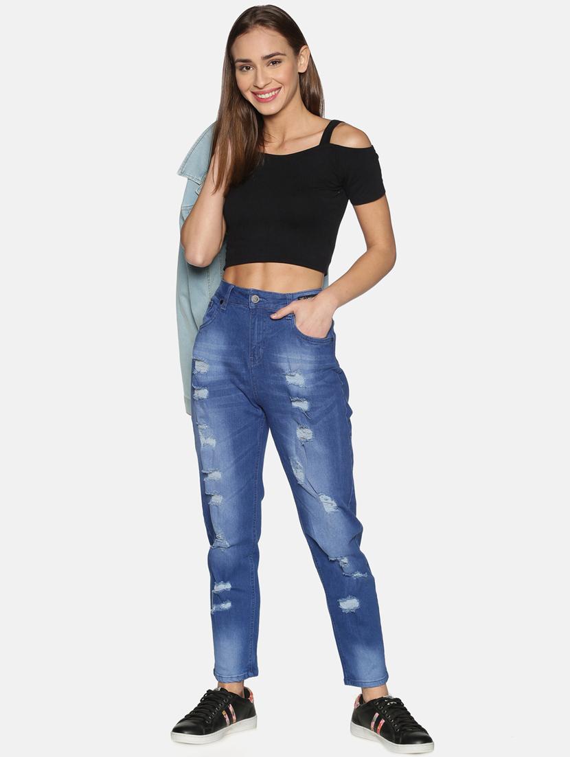 women's distress slim fit jeans - 17501692 - Standard Image - 3