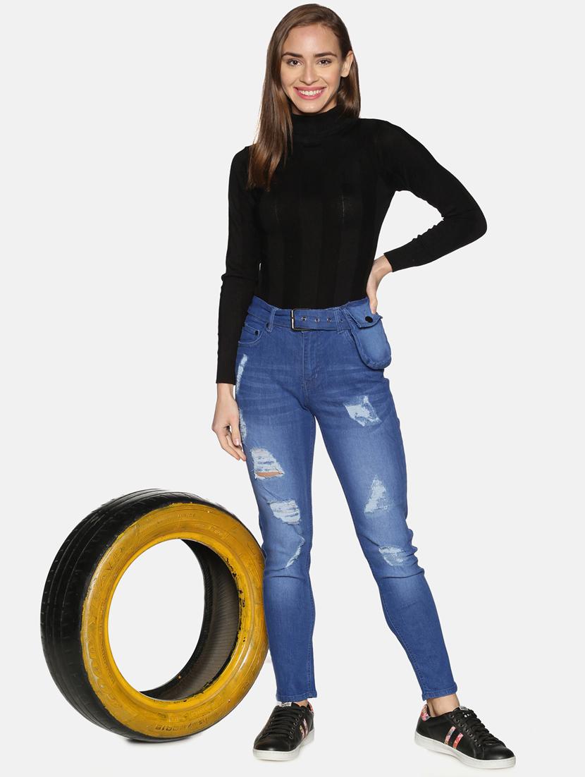 women's distress slim fit jeans - 17501693 - Standard Image - 3