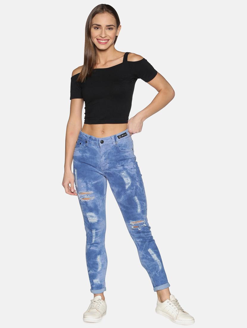 women's distress slim fit jeans - 17501694 - Standard Image - 3