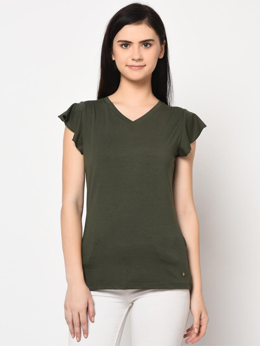v-neck solid top - 17501752 -  Zoom Image - 0