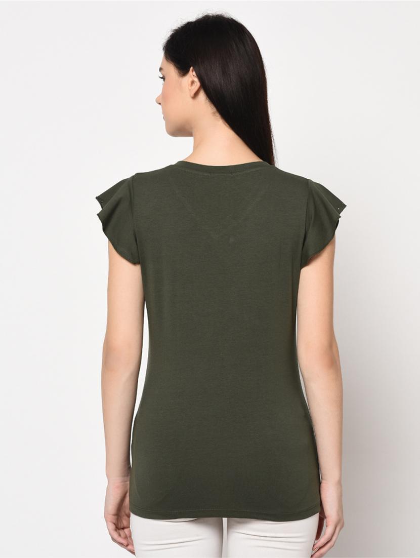 v-neck solid top - 17501752 - Standard Image - 3
