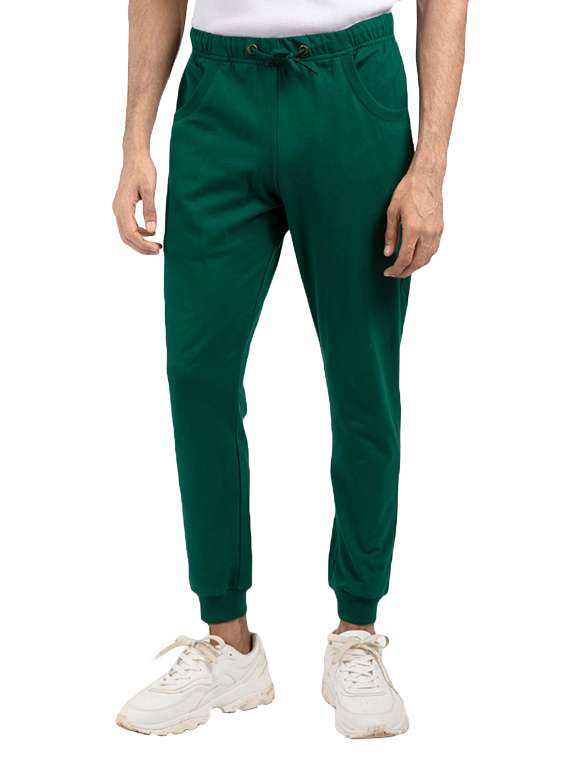 green solid joggers