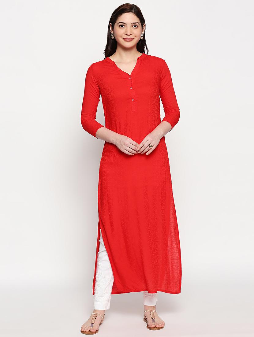 floral straight kurta - 17502117 - Zoom Image - 0
