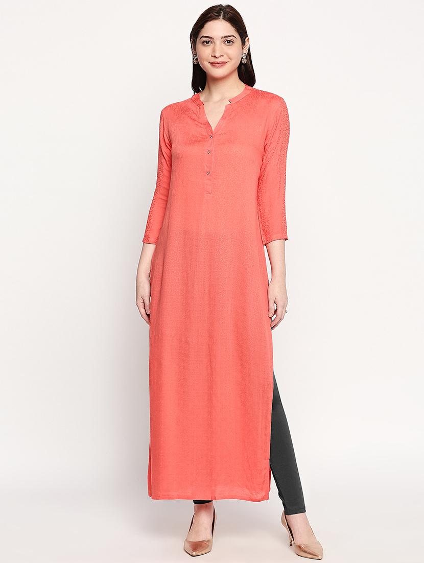 floral straight kurta - 17502118 - Zoom Image - 0