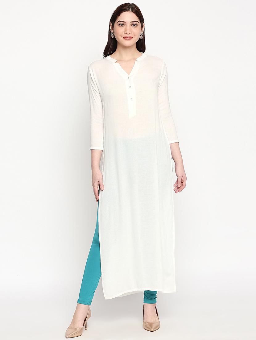 solid straight kurta - 17502121 -  Zoom Image - 0