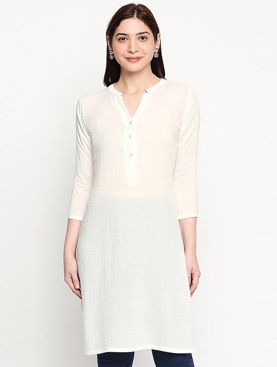 solid straight kurta - 17502127 - Zoom Image - 0