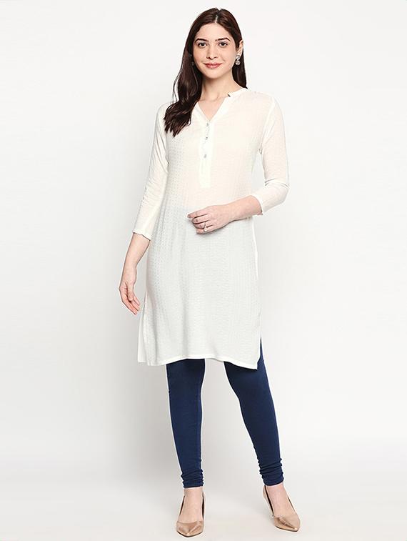 solid straight kurta - 17502127 - Standard Image - 3