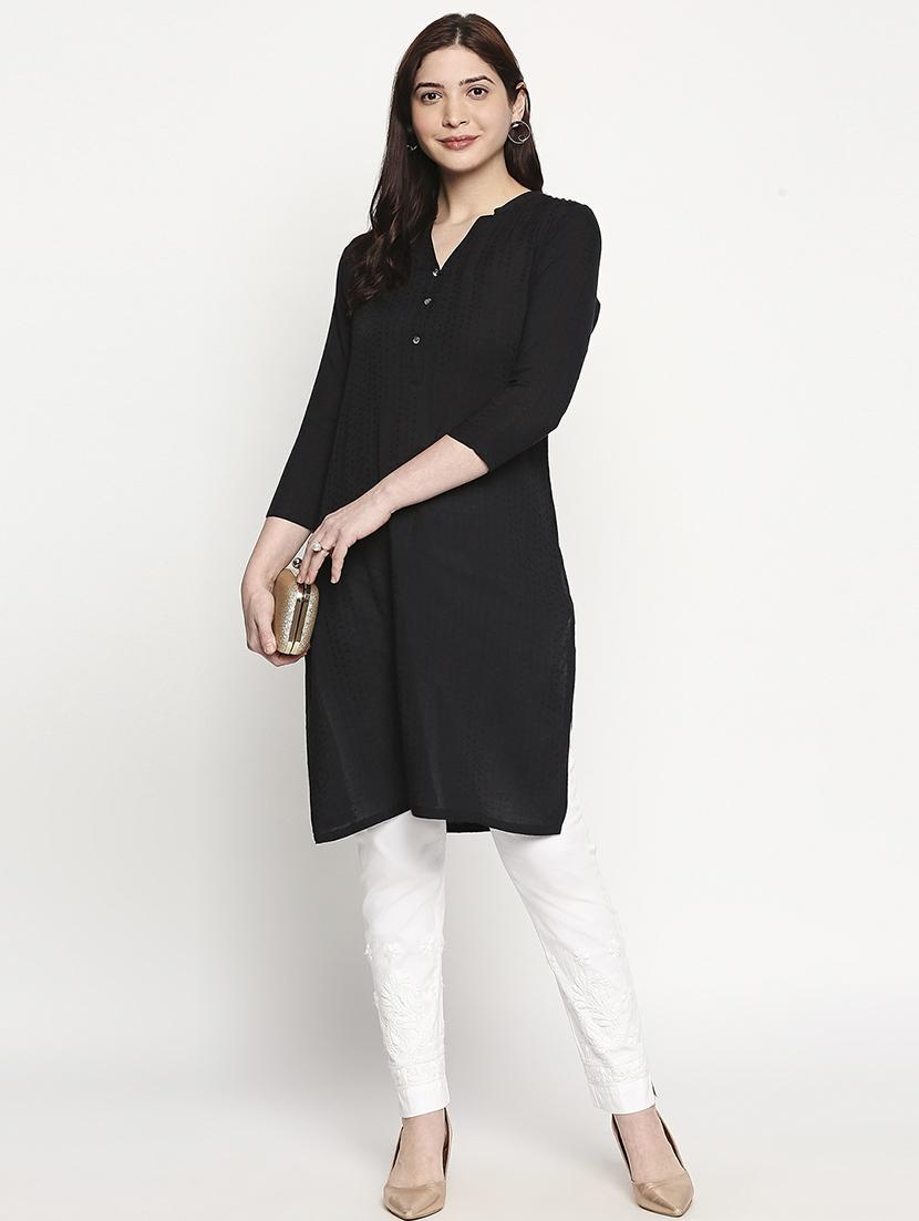 solid straight kurta - 17502132 - Standard Image - 3