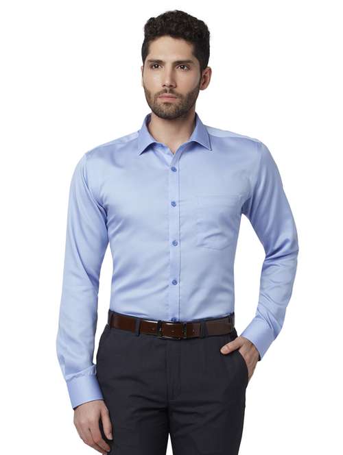 light blue solid formal shirt - 17502439 - Standard Image - 0