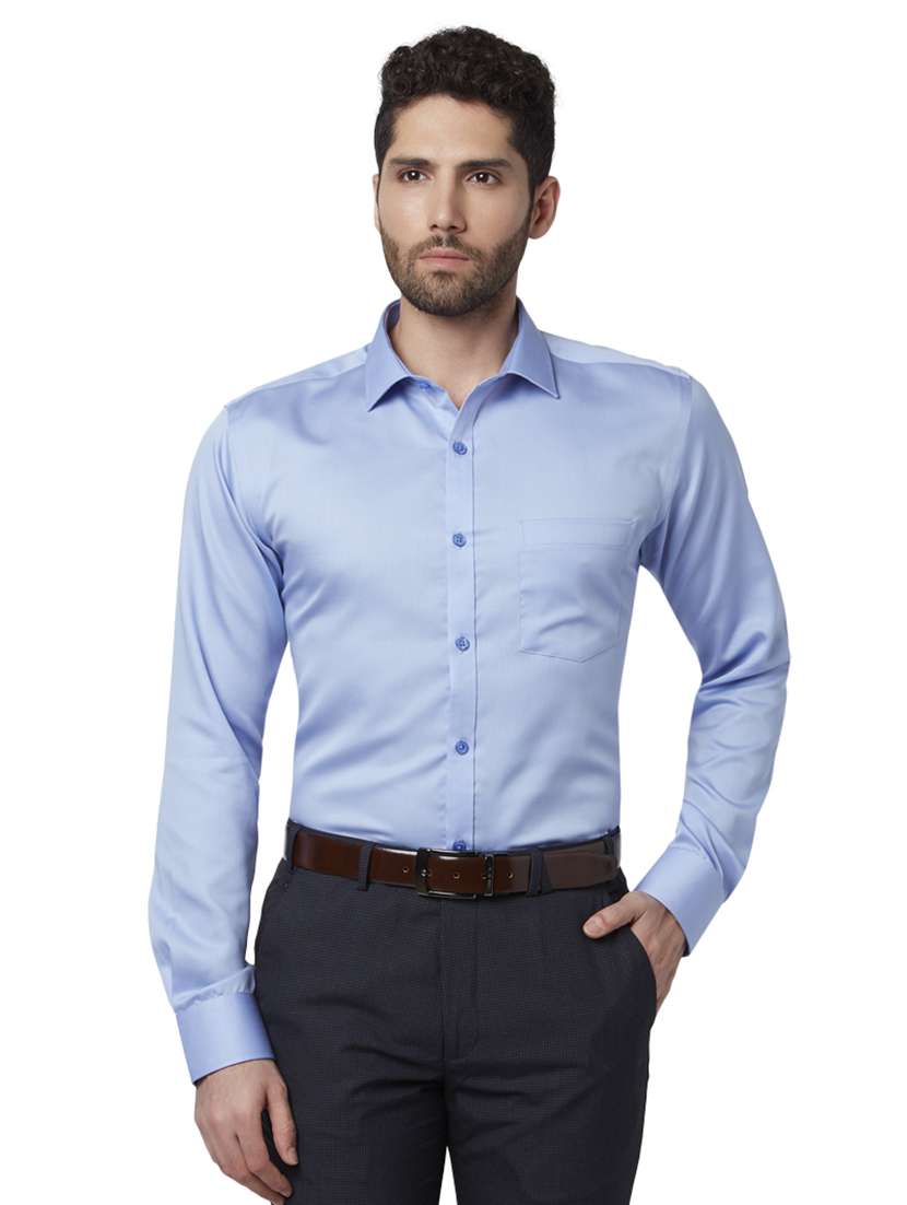 light blue solid formal shirt - 17502439 - Zoom Image - 0