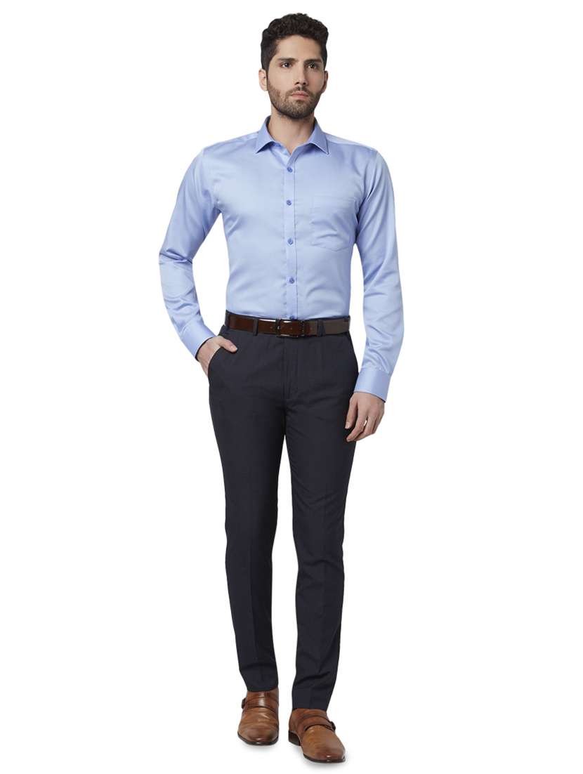 light blue solid formal shirt - 17502439 - Standard Image - 3