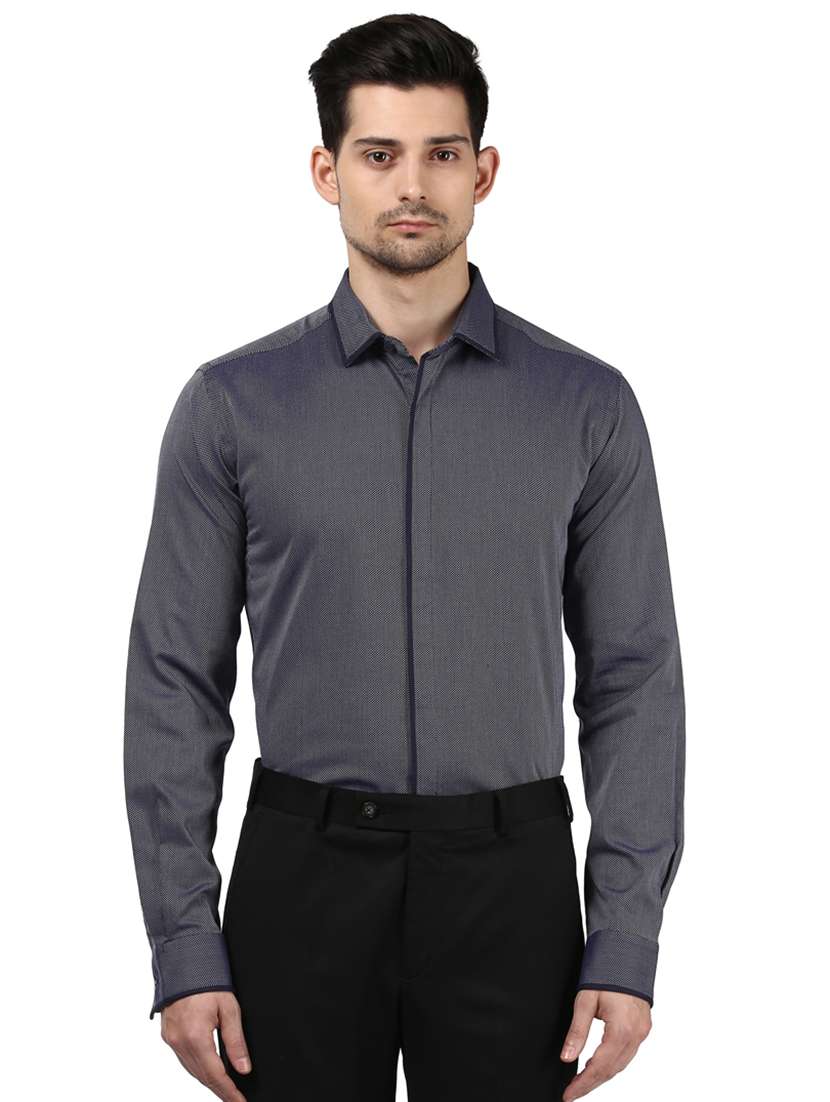 grey solid formal shirt - 17502456 - Zoom Image - 0