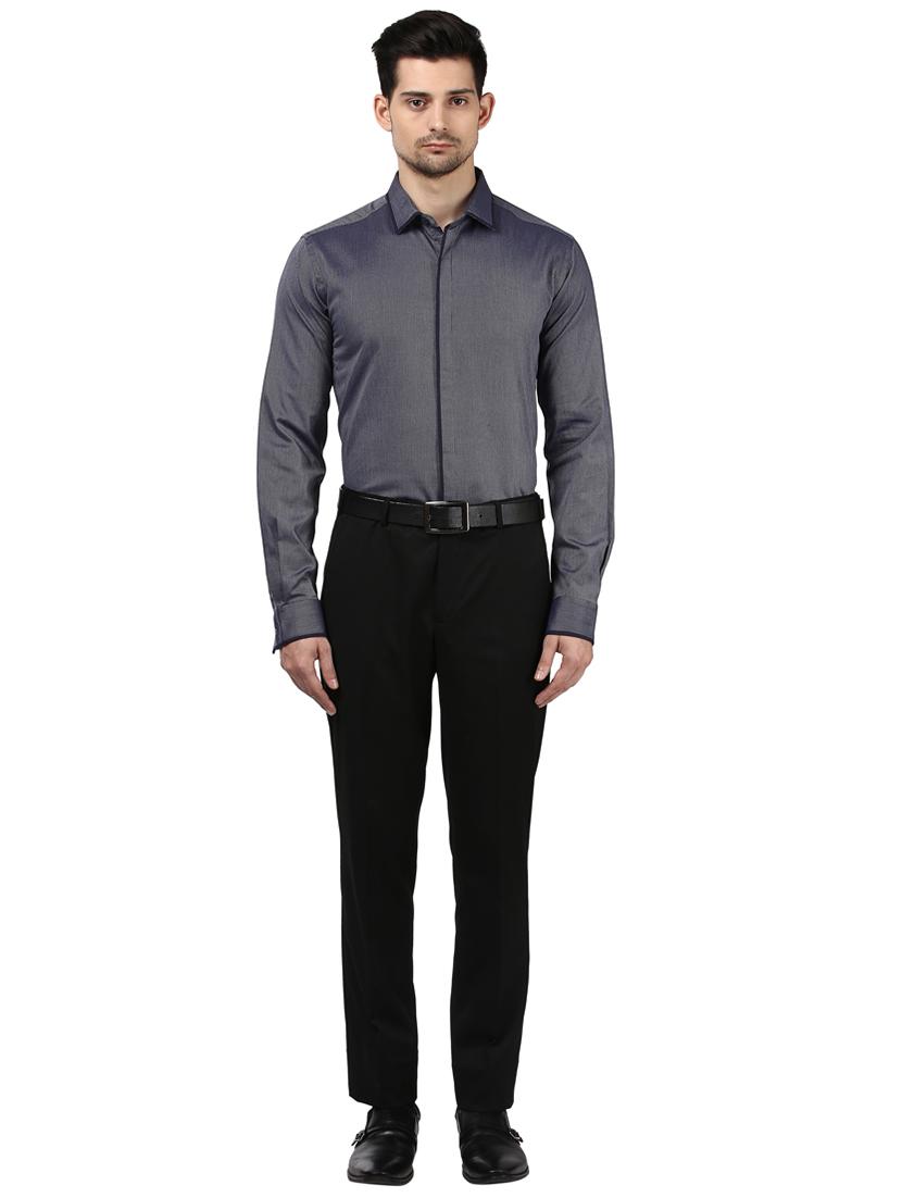 grey solid formal shirt - 17502456 - Standard Image - 3