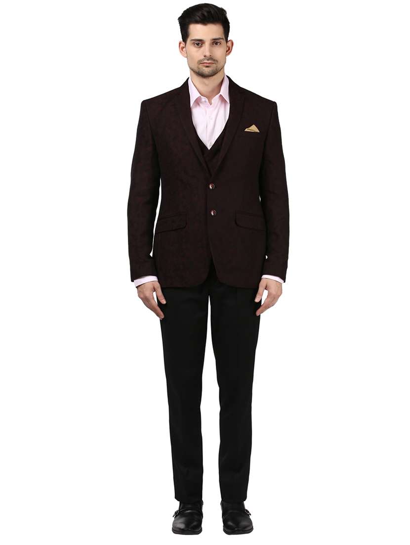 brown single breasted formal blazer - 17502744 - Standard Image - 3