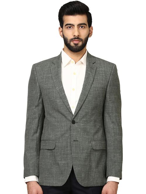 grey self design single breasted formal blazer - 17502788 -  Standard Image - 0