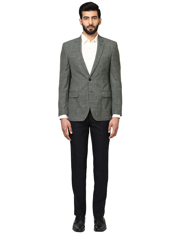 grey self design single breasted formal blazer - 17502788 - Standard Image - 3