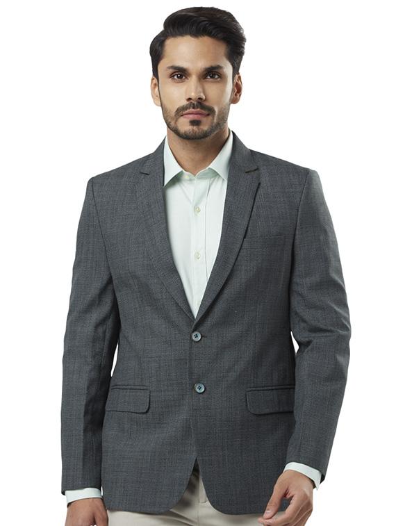 grey solid single breasted formal blazer - 17502794 - Zoom Image - 0