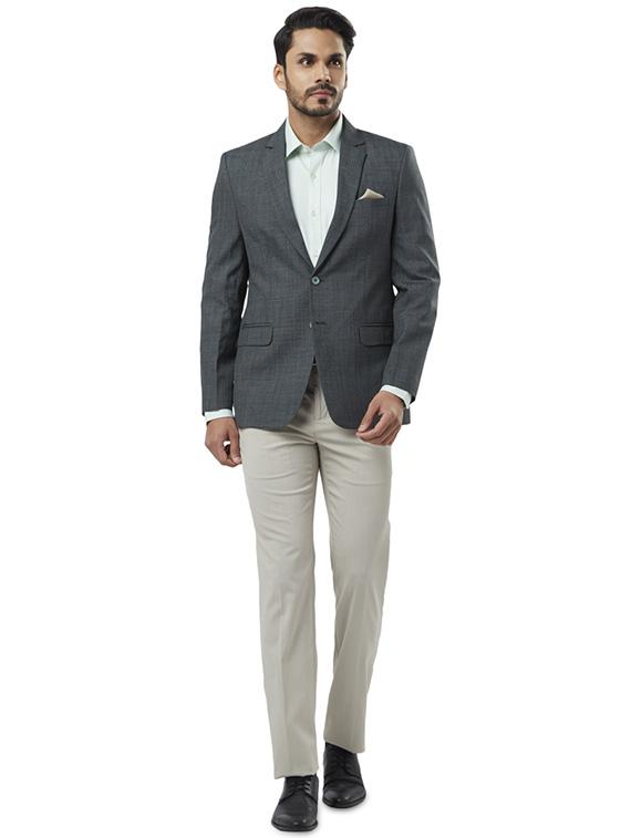 grey solid single breasted formal blazer - 17502794 - Standard Image - 3