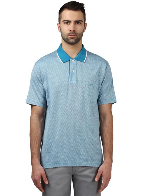 light blue printed polo t-shirt - 17503076 - Standard Image - 0