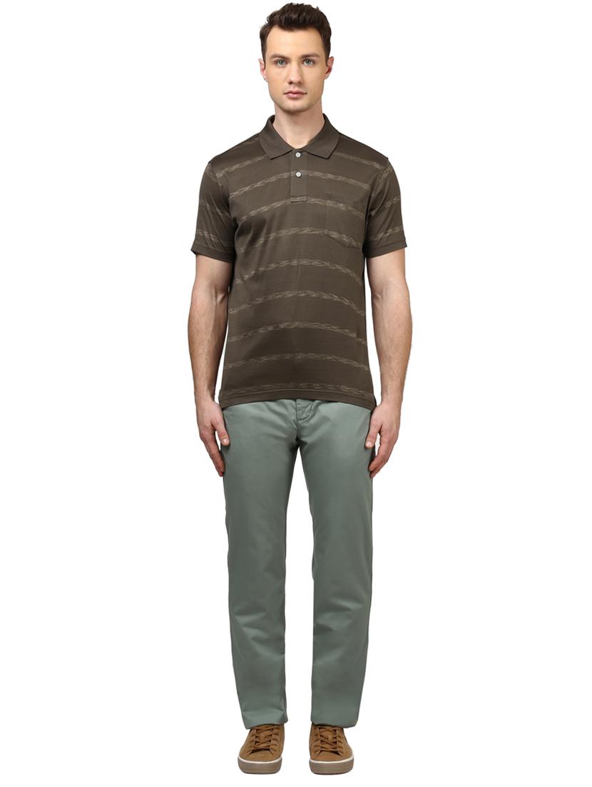 olive green striped polo t-shirt - 17503080 - Standard Image - 3