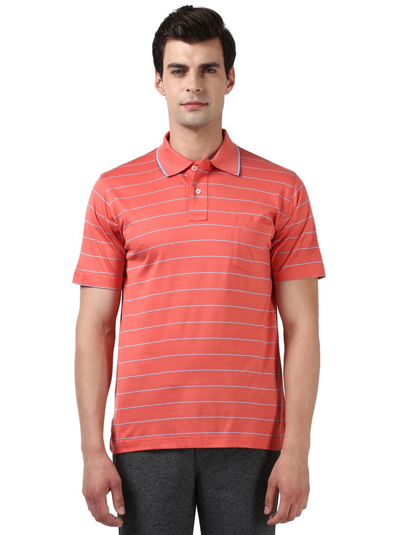 peach striped polo t-shirt - 17503094 - Zoom Image - 0