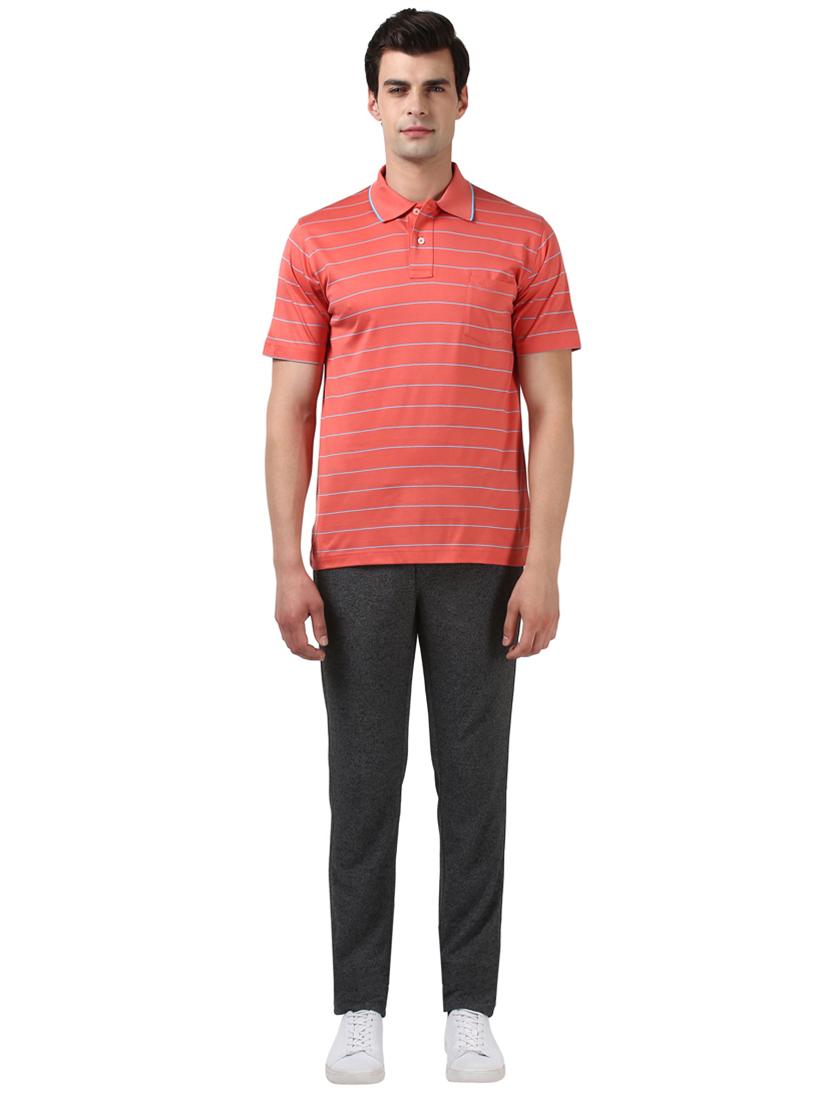 peach striped polo t-shirt - 17503094 - Standard Image - 3