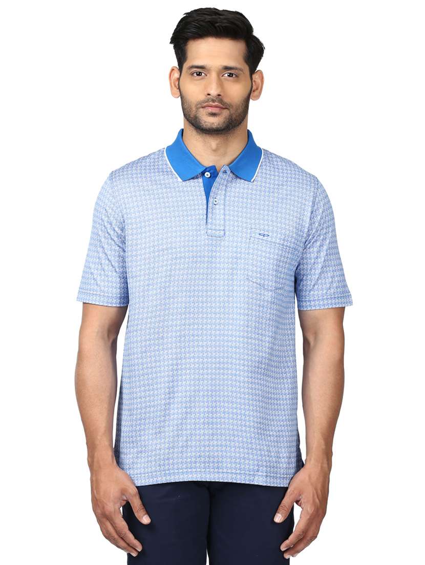 light blue printed polo t-shirt - 17503111 - Zoom Image - 0