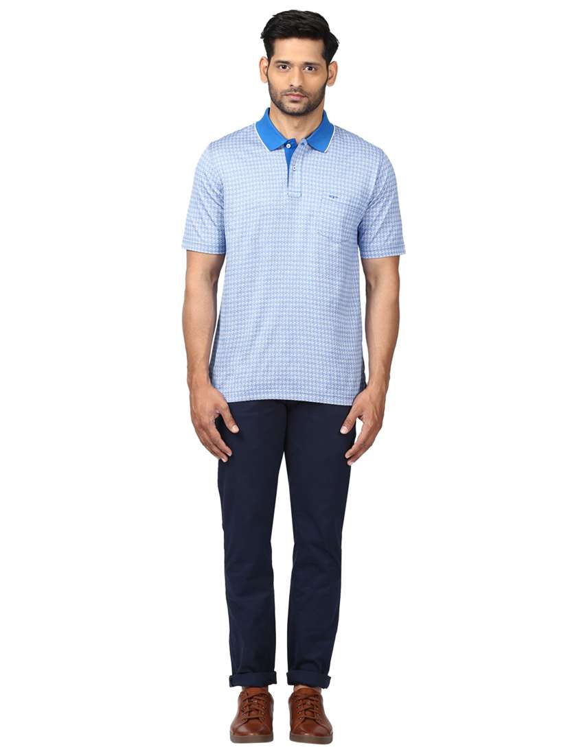 light blue printed polo t-shirt - 17503111 - Standard Image - 3