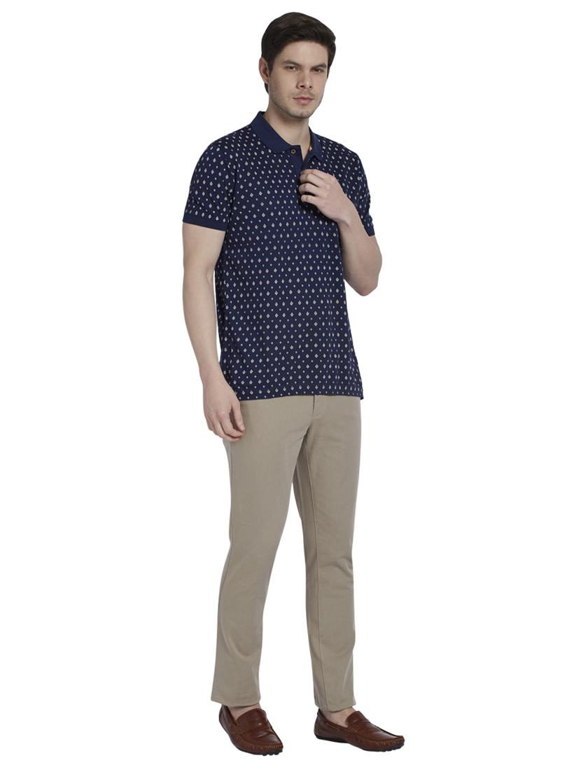 navy blue printed polo t-shirt - 17503191 - Standard Image - 3