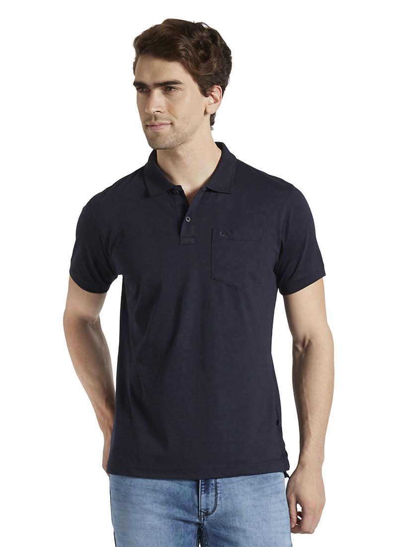 navy blue solid polo t-shirt - 17503683 - Zoom Image - 0