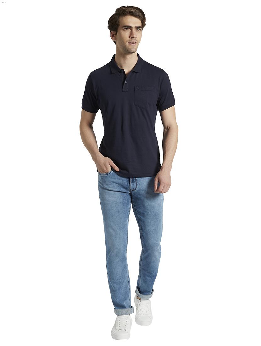 navy blue solid polo t-shirt - 17503683 - Standard Image - 3