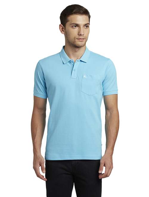 light blue solid polo t-shirt - 17503731 - Standard Image - 0