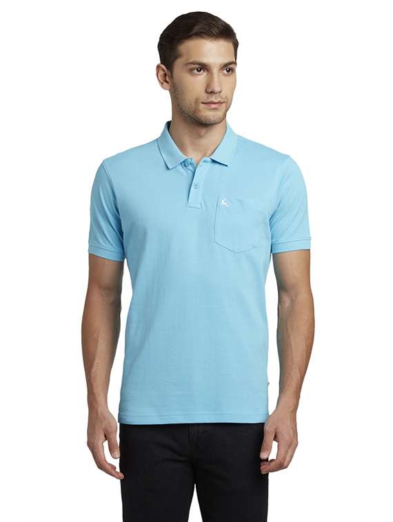 light blue solid polo t-shirt - 17503731 - Zoom Image - 0