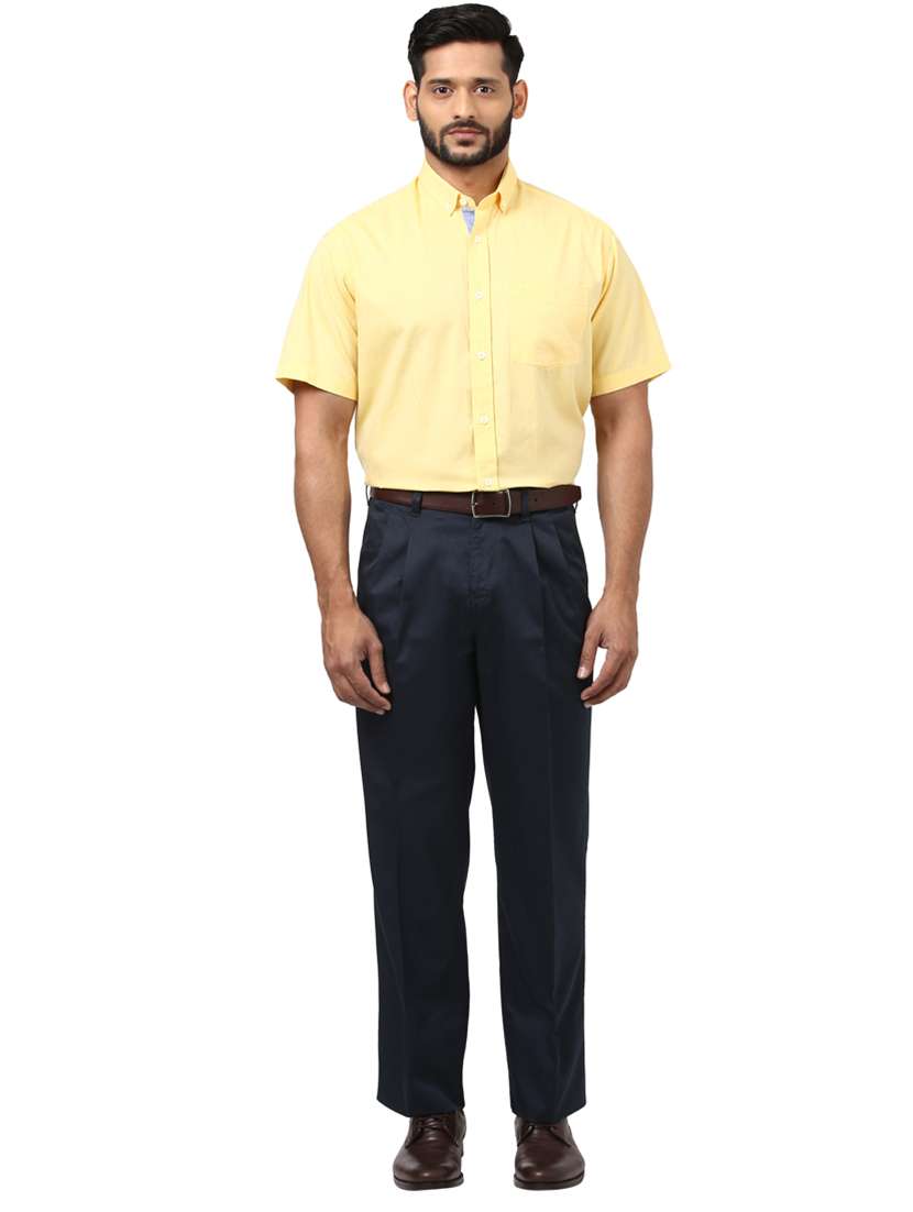 navy blue pleated casual trouser - 17503836 - Standard Image - 3
