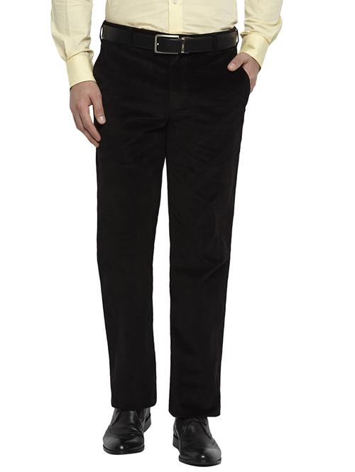 black solid corduroy trouser - 17503895 - Standard Image - 0