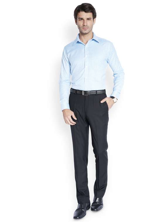black solid flat front formal trouser  - 17503925 -  Standard Image - 3