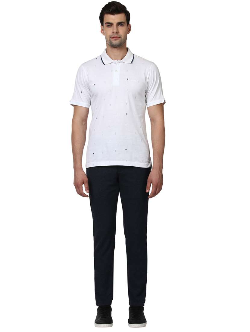 navy blue solid chinos - 17503928 - Standard Image - 3