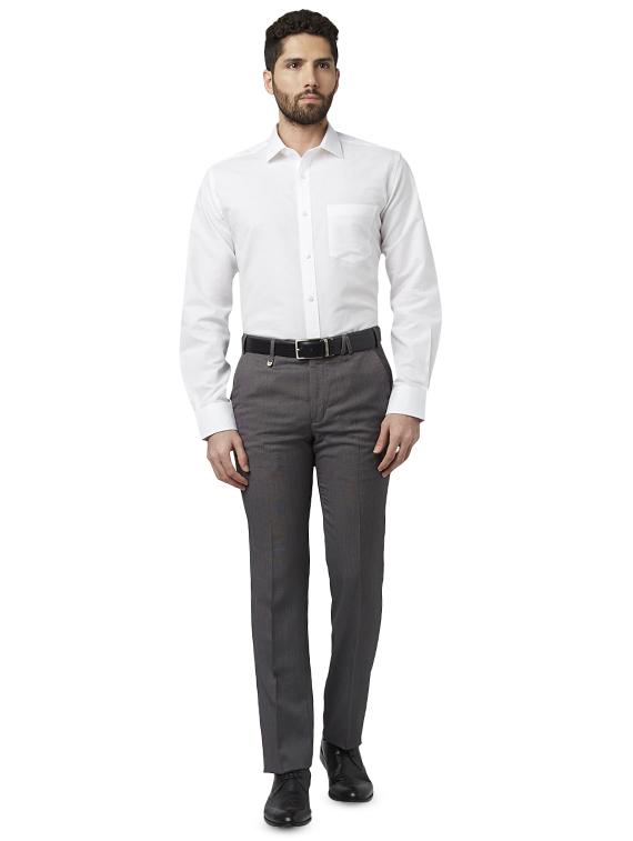 grey solid flat front formal trouser - 17504022 - Standard Image - 3