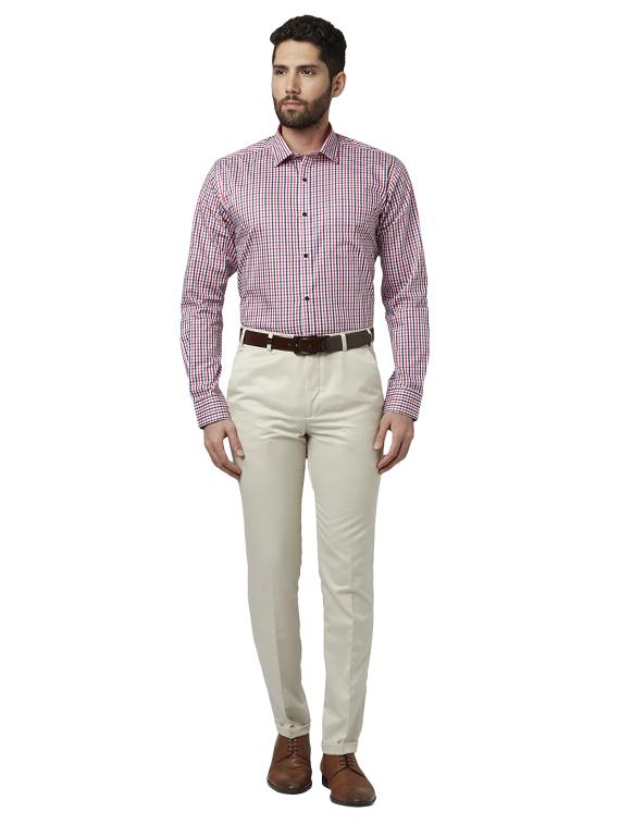 cream solid flat front formal trouser - 17504111 - Standard Image - 3