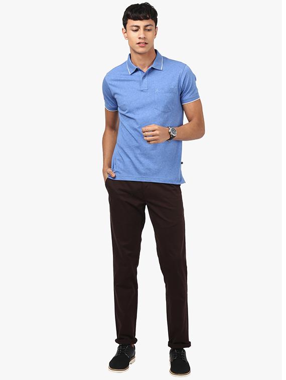 brown solid flat front casual trouser - 17504185 - Standard Image - 3