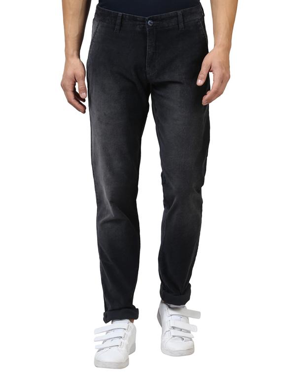 black solid flat front casual trouser - 17504219 - Zoom Image - 0
