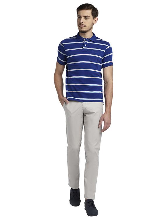 grey solid flat front casual trouser - 17504308 - Standard Image - 3
