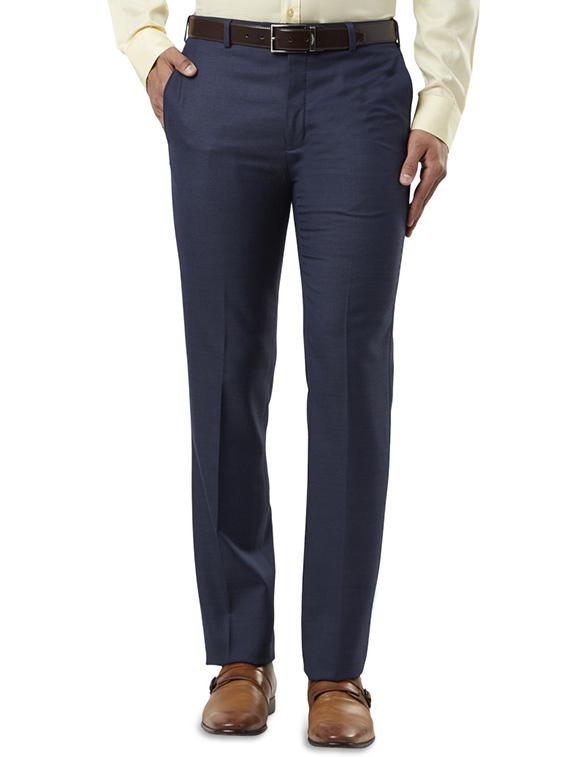 navy blue solid flat front formal trouser - 17504339 - Zoom Image - 0