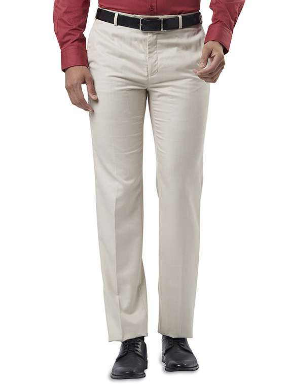 off white solid flat front formal trouser - 17504359 -  Zoom Image - 0