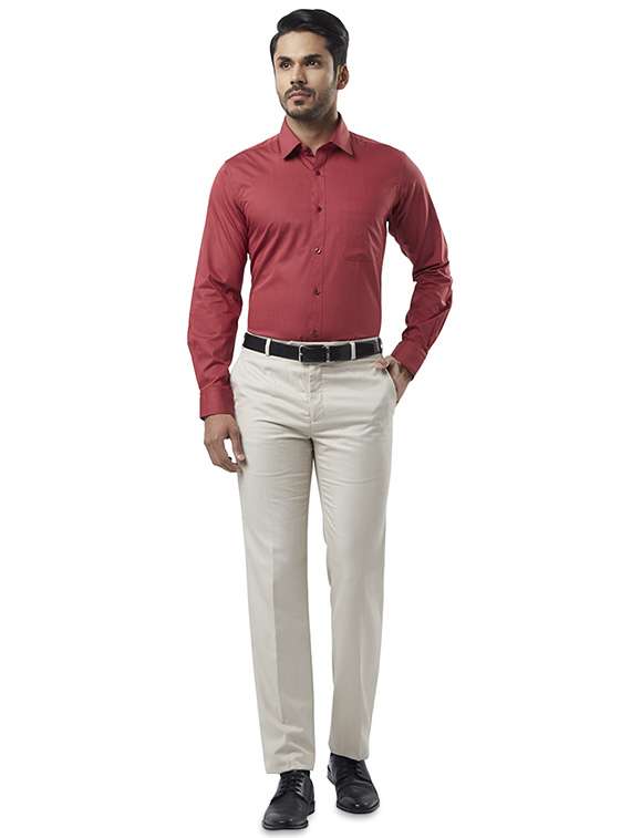 off white solid flat front formal trouser - 17504359 - Standard Image - 3