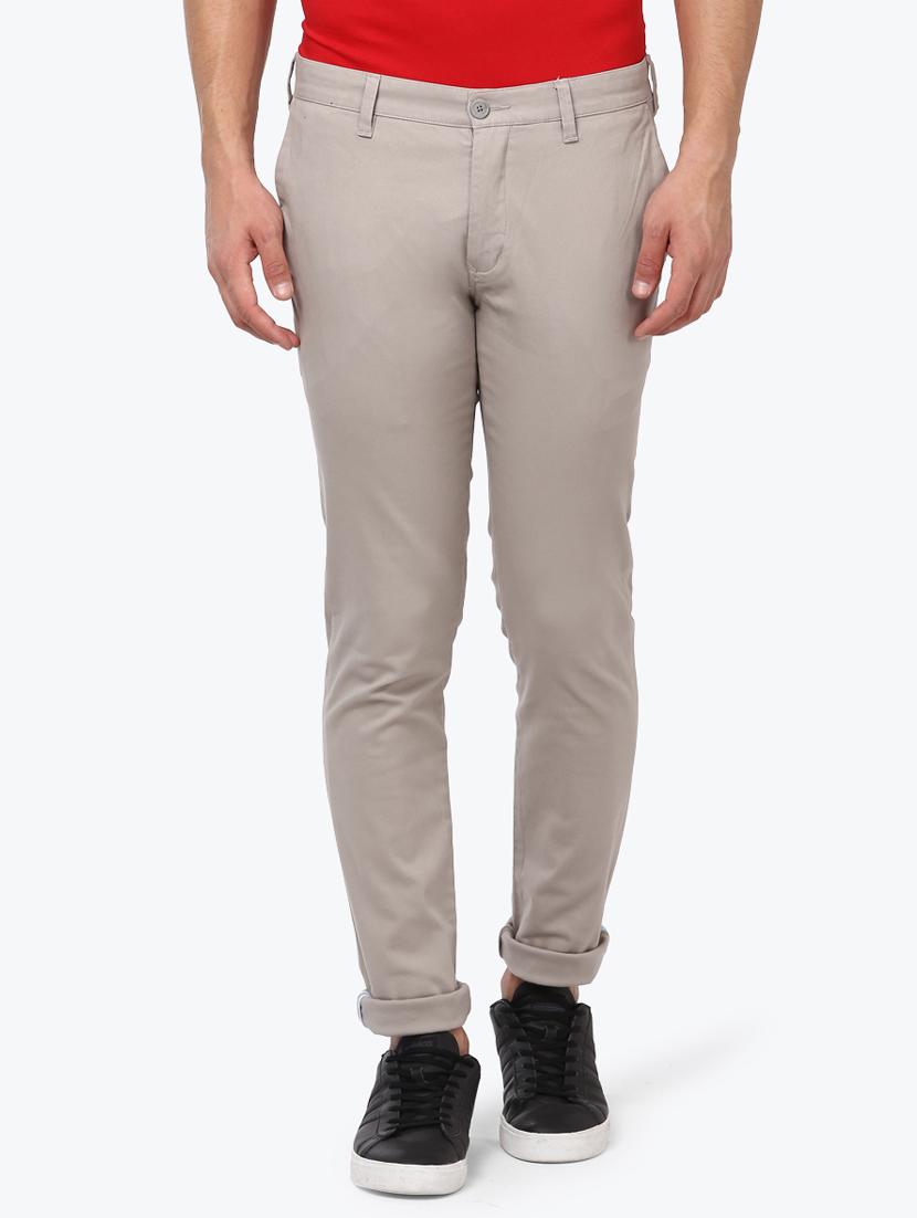 grey solid flat front casual trouser - 17504378 - Zoom Image - 0