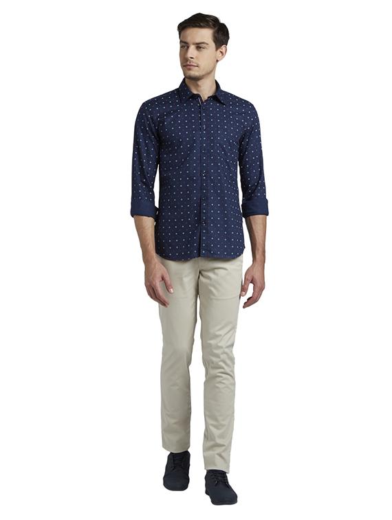 beige solid flat front casual trouser - 17504385 - Standard Image - 3