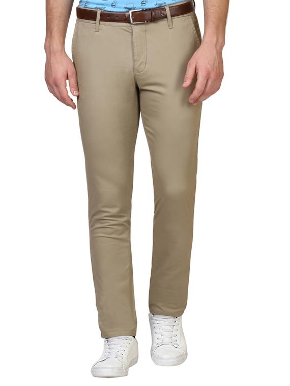 olive green solid flat front casual trouser - 17504441 -  Zoom Image - 0